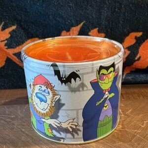 Rare Vintage Halloween 90s GGI 3.5" Tin Monster Candle Holder with Orange Candle